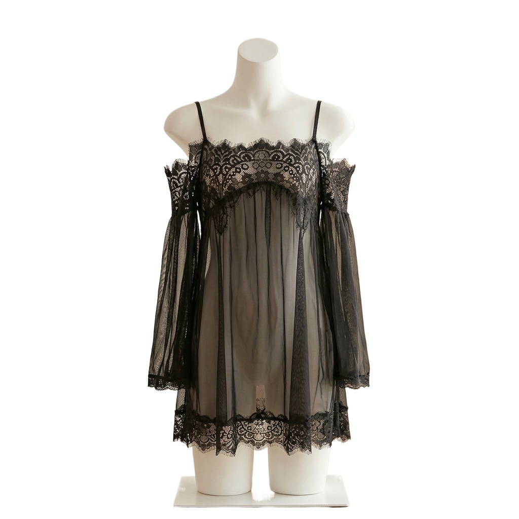 Women's Black Eyelash Lace Bab - đánh giá và giá Babydoll Chemise Night