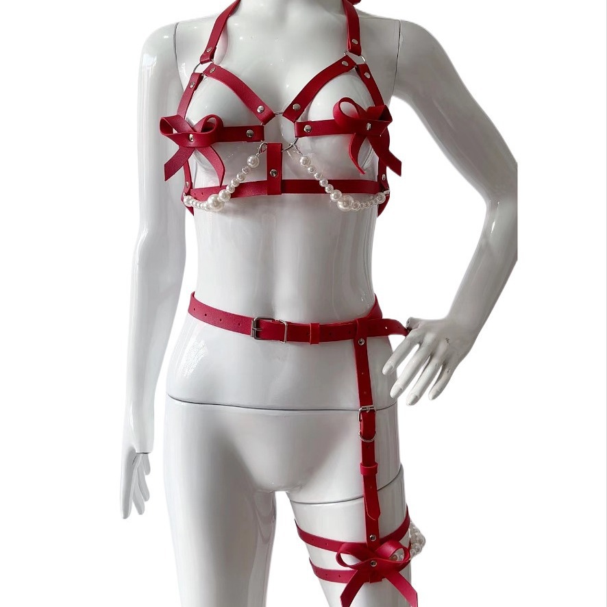 Sexy Leather Harness Women Set - đánh giá và giá Garter Belt Set